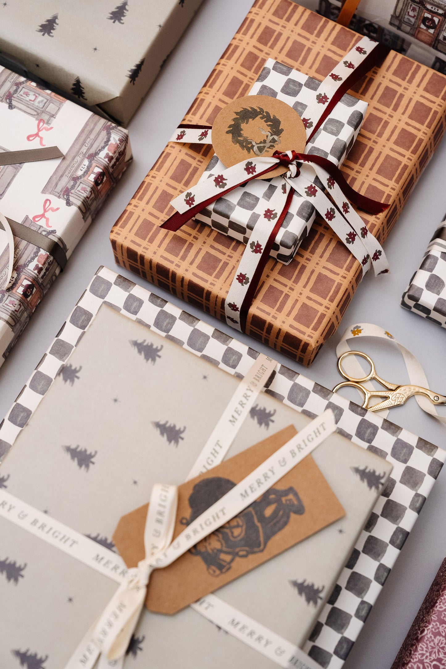 'Painted Plaid' Kraft Wrapping Sheets